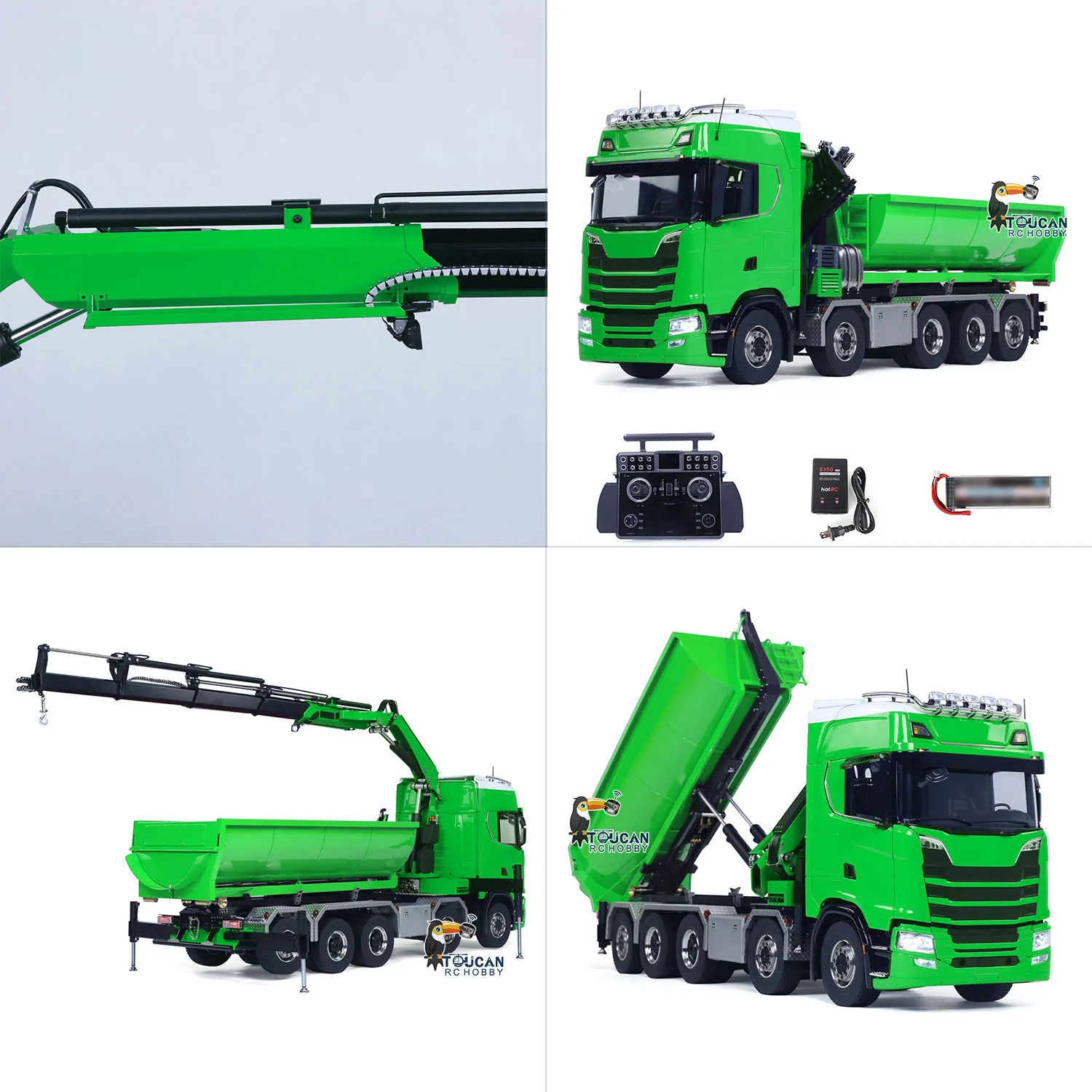 10x10 RC Roll On Off Tipper 770S Radio Controlled 1/14 Hydraulic Crane Dump Truck Wheel-Side Reduction Axle Differential Lock