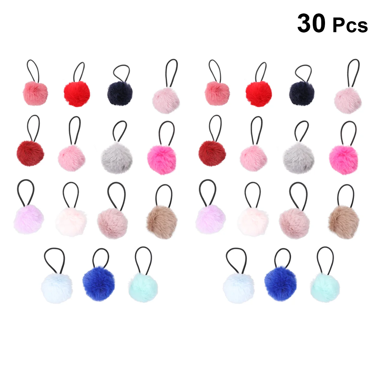 

30 Pcs Hair Tie Rope Plush Ball Korean Version Ties Ponytail Bands Child Elastic