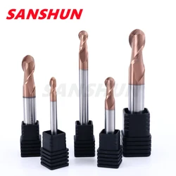 HRC60 2 Flutes Carbide Ball Nose End Mill Tungsten steel Cutter CNC Router Bit Milling Tool R0.5 R1 R2 R3 R4 R5 R6 Cutting tools