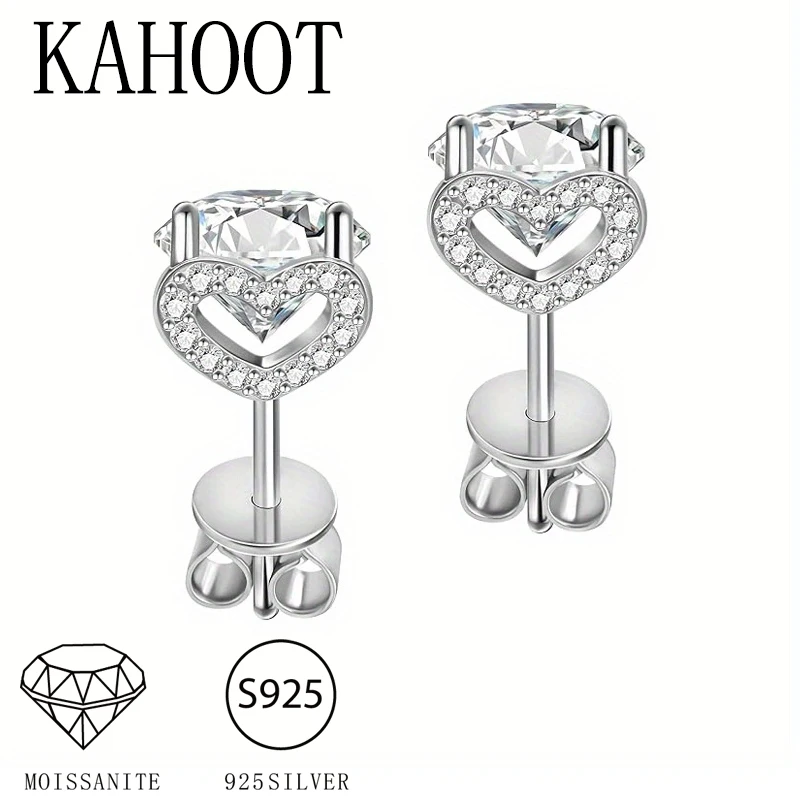 

A pair of 925 silver 14K gold-plated moissanite heart earrings for men and women, couples and girlfriends
