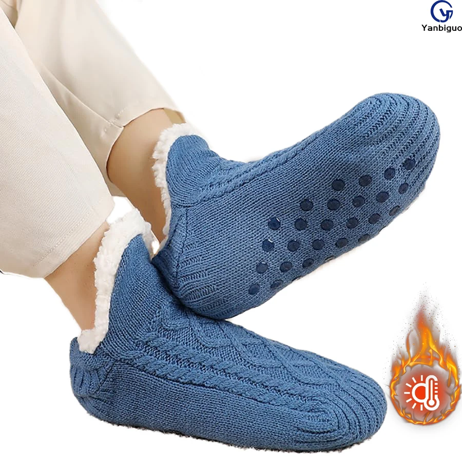 

1 Pair Plush Lined Floor Socks,Comfy & Warm Ankle Socks,Women's Winter Super Soft Non Slip Warm Cozy Fuzzy Socks