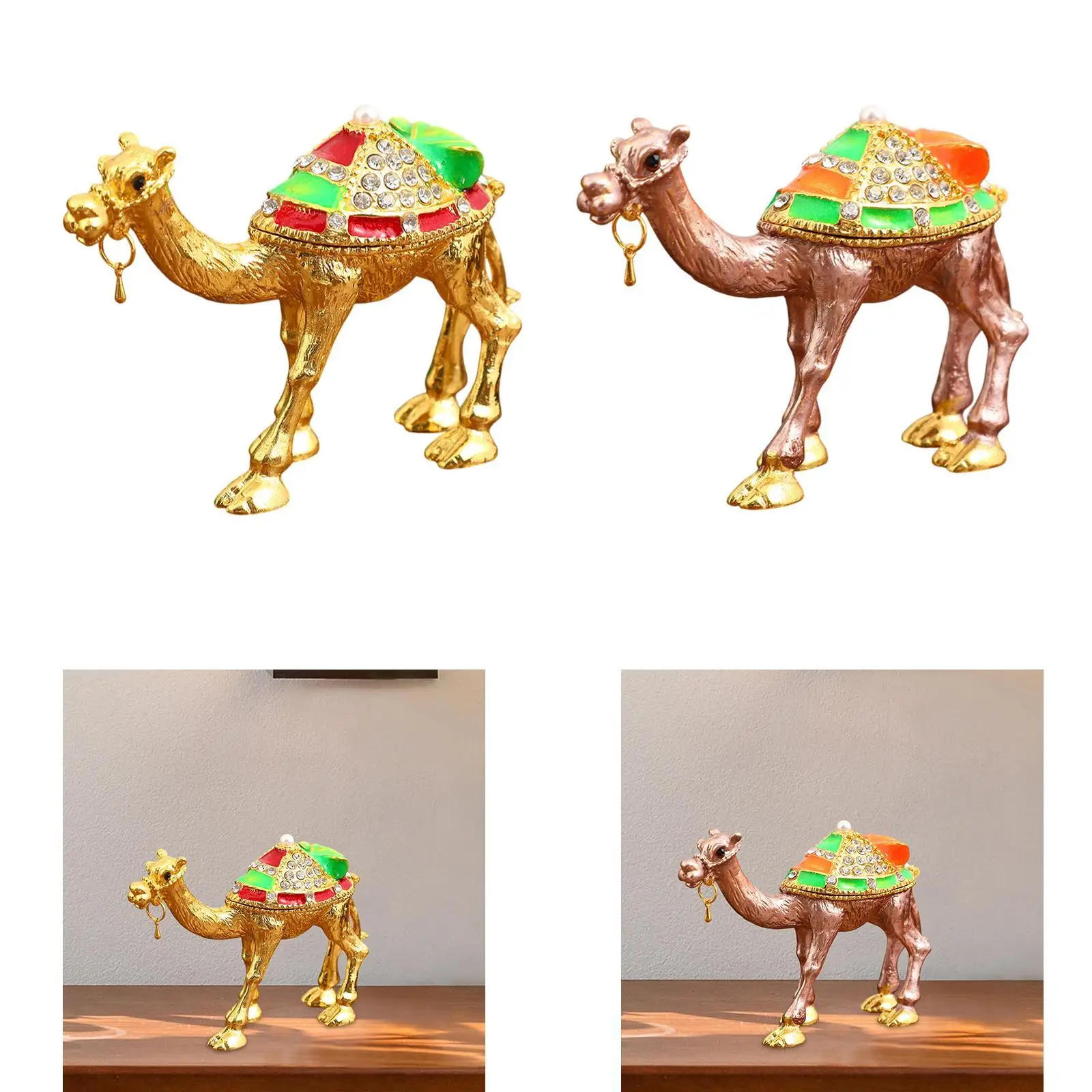 Camel Figurine Jewelry Box Trinket Box with Rhinestones Ornament Treasure Box Jewelry Organizer for Table Centerpiece Decor