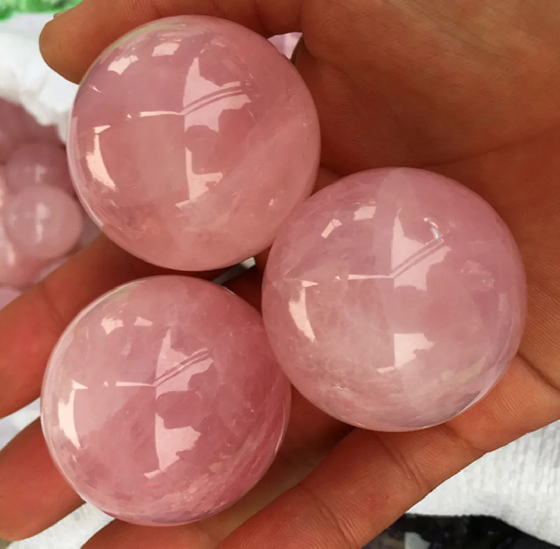 35-40mm   100% natural rose quartz crystal ball healing as gift christmas dacoeation wedding return gift