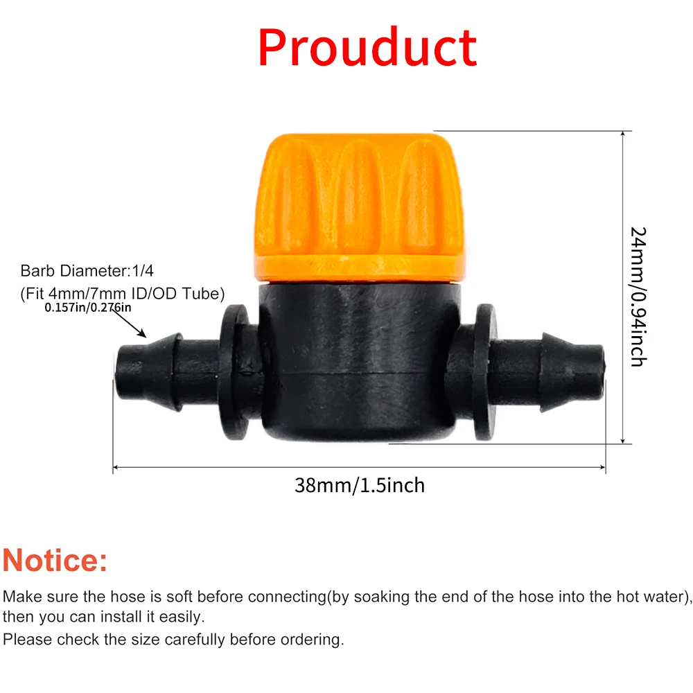 20Pcs Hose Valve Garden Tap Garden Drip Irrigation Fittings Pipe Connectors Water Valve For 4/7mm Water Flow Control Valve