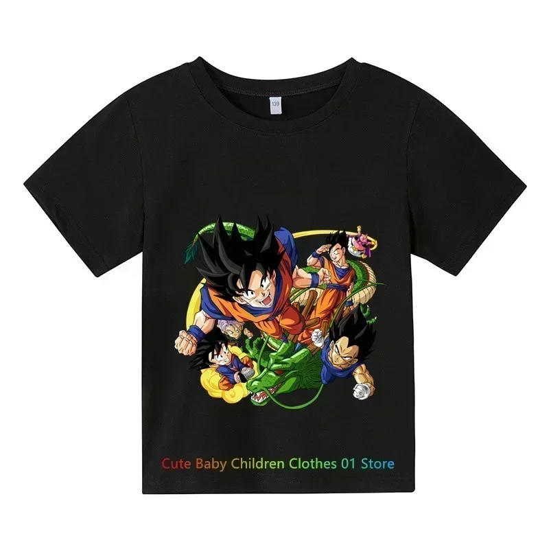 Dragon-Ballz anime character son Wukong Super Saiyan Printed T-shirt Boys Kids Clothing Short Sleeve T-shirt Kids Cool casual t