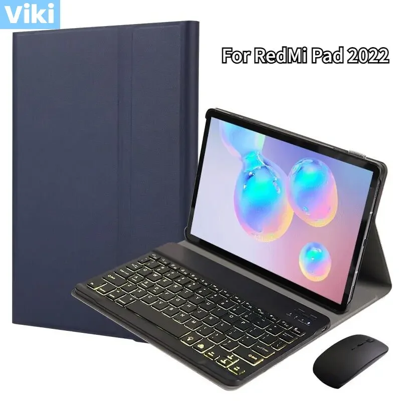 Funda magnética desmontable para teclado y ratón, inalámbrico, Bluetooth, para Xiaomi RedMi Pad 2022 10 6, con cubierta para teclado RGB de 7 colores