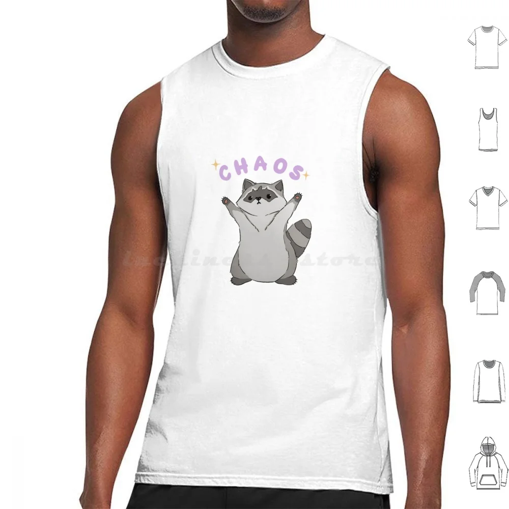 Raccoon Chaos Tank Tops Vest Sleeveless Raccoon Animal Cute Kawaii Adorable Chaos Trash Panda Purple Sparkle