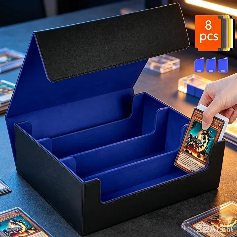 Trading Card Storage Box Bulk Card Storage for 1800+ Sleeved Cards PU Leather Magnetic Closure Card Organizer for Sports Cards