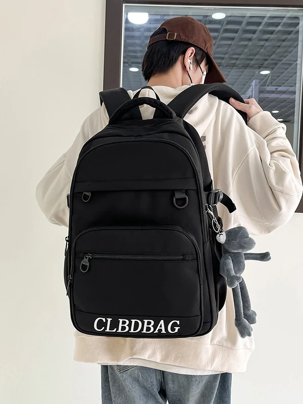 

2025 New Men's Color Large Capaci Simple Versatile Letter Pattern High School College Student Bapa Trendy Double ...