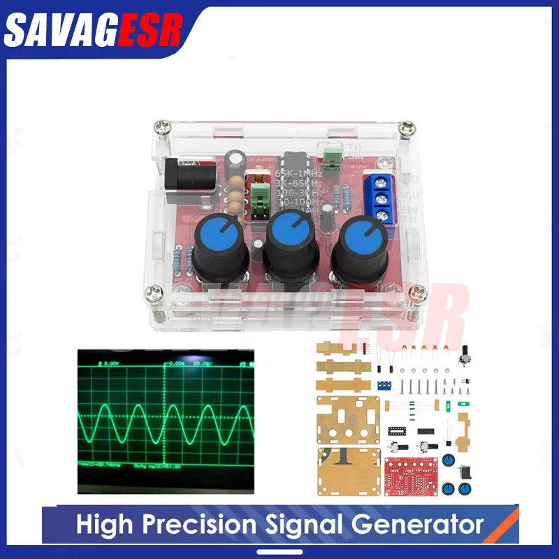 SAVAGESR XR2206 Function Signal Generator Sine/Triangle/Square Output 1Hz-1MHz Signal Generator Adjustable Frequency Amplitude