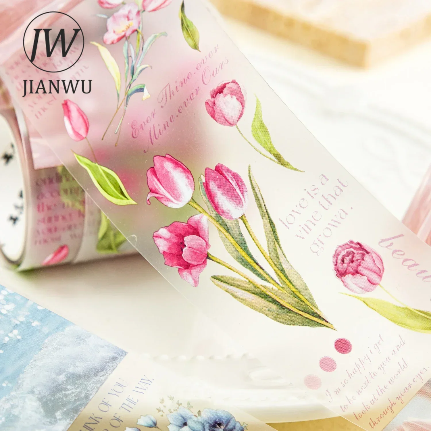 JIANWU 45mm*200cm Pleasant Time Series Literary Butterfly Flower Material Collage PET Tape Creative DIY Journal Stationery