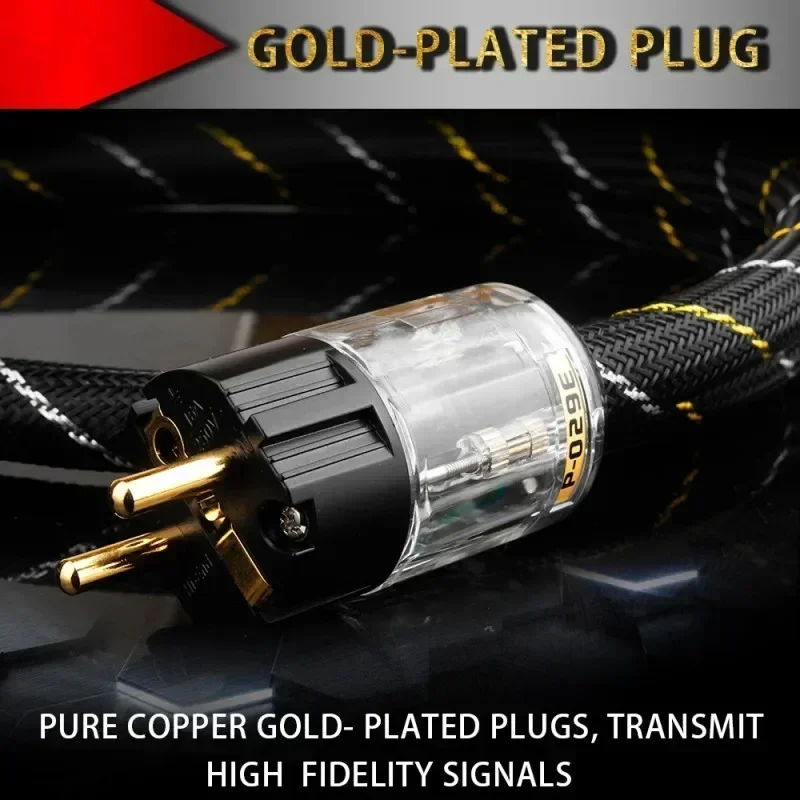 Audiophile US/EU Power Cable Audio AC Pure Copper Schuko P-029/P-029E Power Plugs Connector For DVD CD AMP Hifi Power Cord