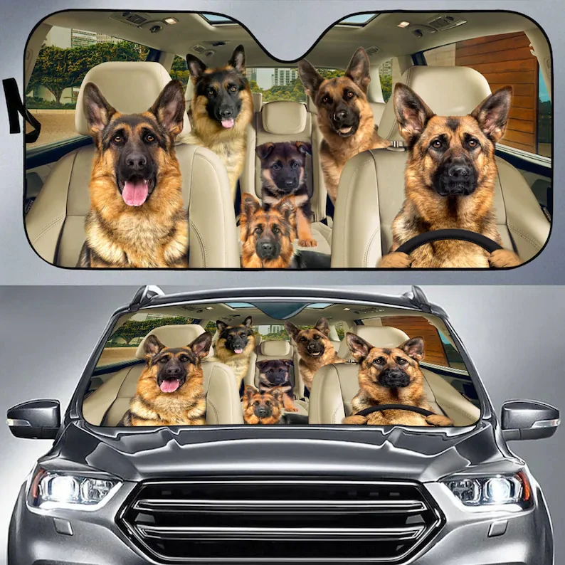 

Car Sun Shade Shepherd Windshield, Dogs Family Sun Shade German Shepherd Car Accessories German Shepherd