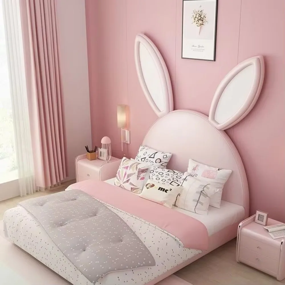 Children Rabbit New Design Bed Girls Princess Pink Boy Lovely Double Kids Bed Bedroom Furniture Set
