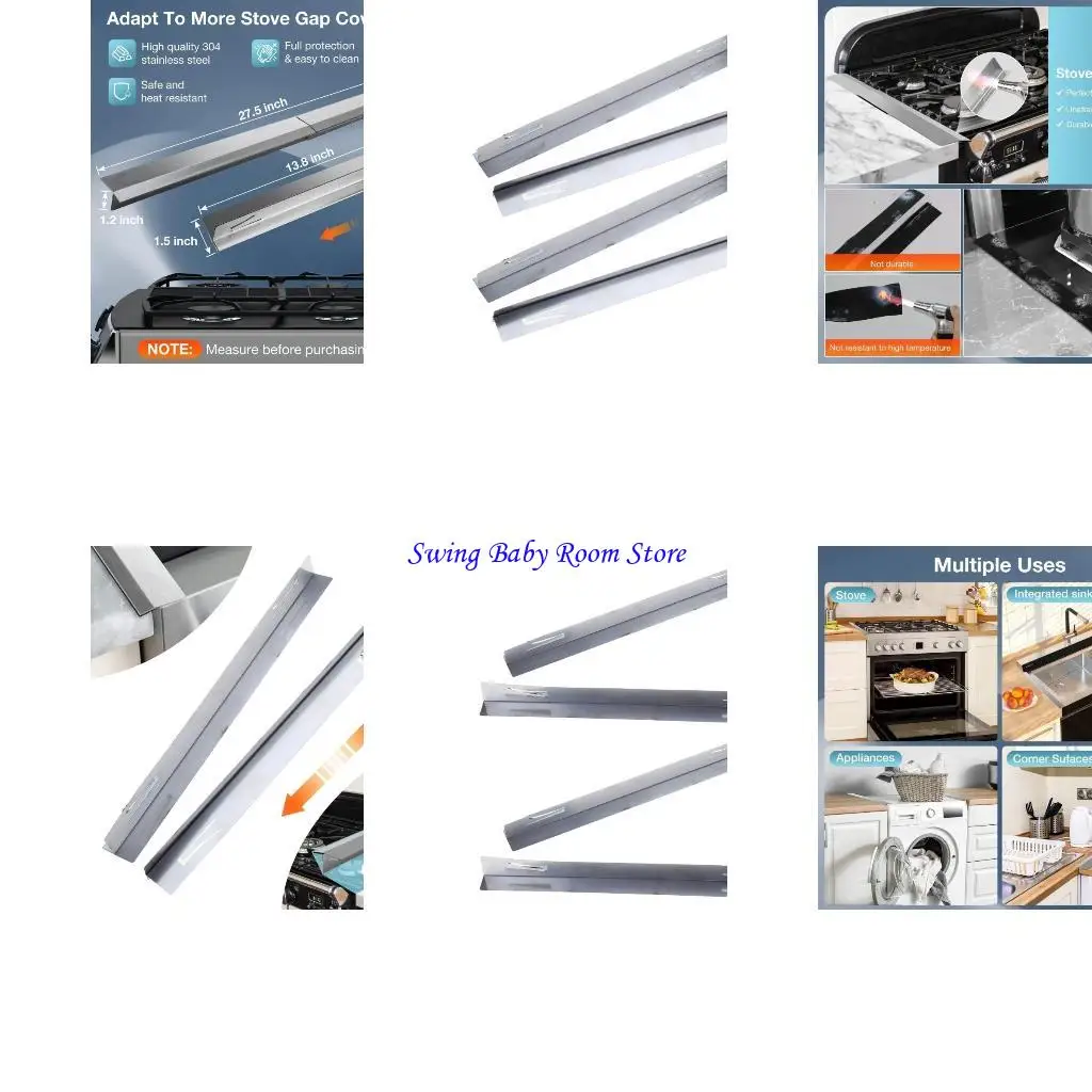 K1AD 1 Set T Kitchen Stove Counter Gaps Cover Stainless Gaps Covers Between Stove Counter Protect Stove Gaps Filler Sealing S