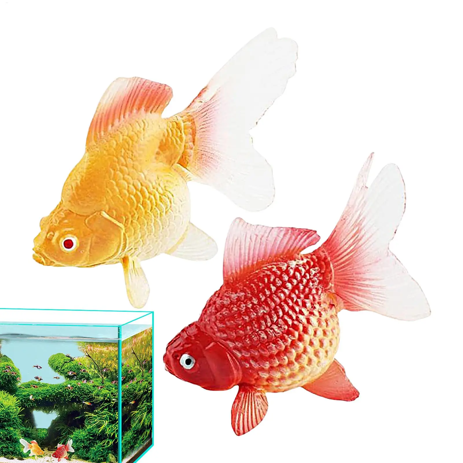 2 stücke FakeGoldfish Künstliche Aquarium Kunststoff Fisch Ornament Modell Realistische Moving Fisch Schwimmende Aquarium Dekoration für Aquar