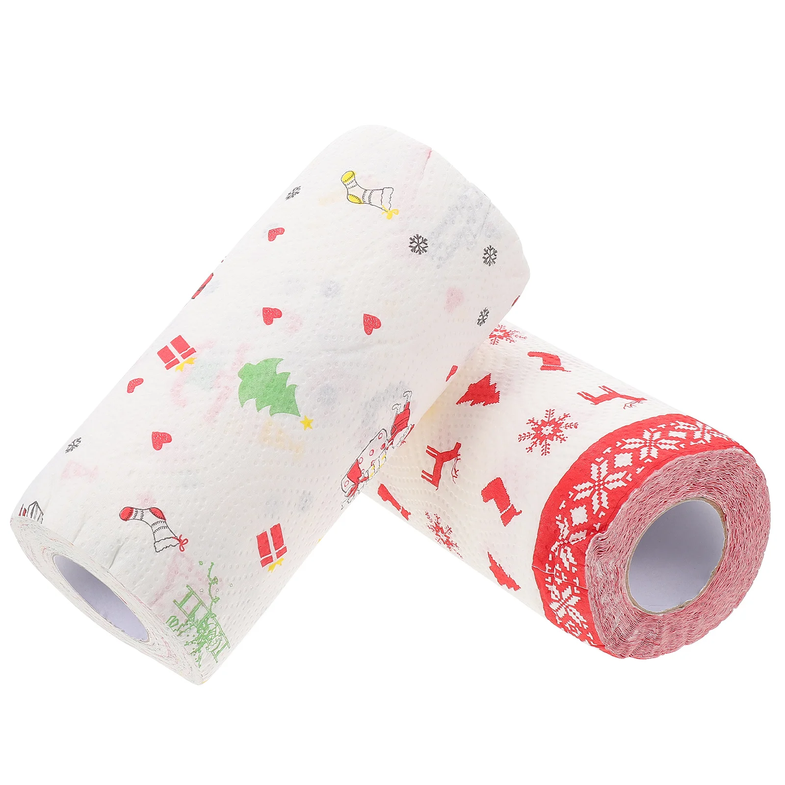 

2 Rolls Christmas Blotting Paper Kitchen Oil Absorbing Disposable Grease Proof Food Wrapping Xmas Pattern Brown Liner Snacks Pad