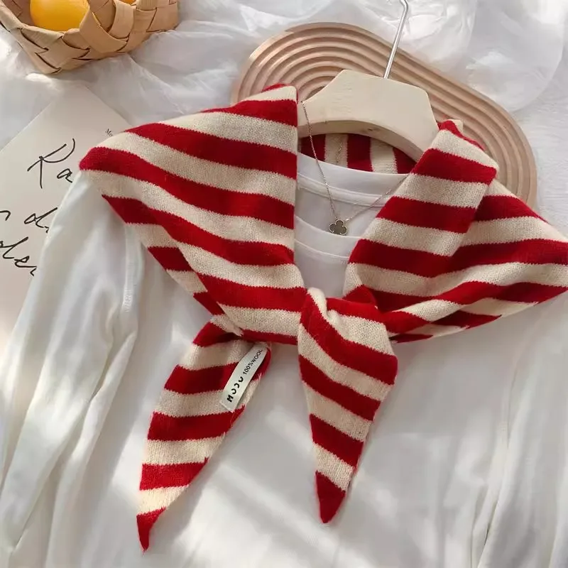 영국식 한국 삼각 스카프 니치 울 삼각 스카프 여성용 헤드스카프 니트 스카프 다기능 따뜻한 니트 스카프