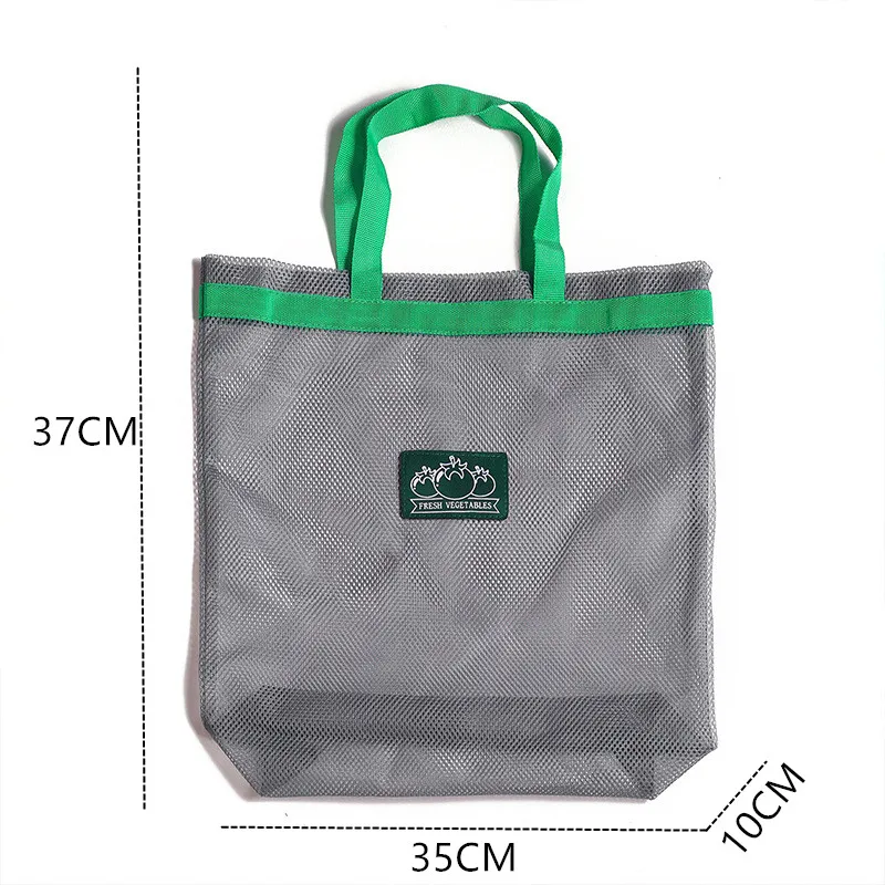 Bolsa de compras de malla portátil de gran capacidad, bolso de compras de frutas hueco, contenedor de compras de bolsillo de almacenamiento de artículos de cocina, suspendible