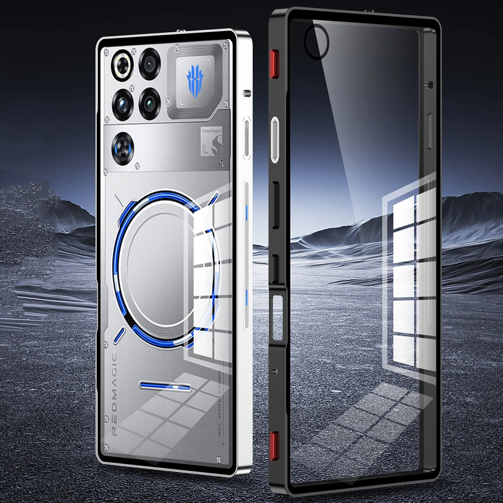 Aluminium Alloy Metal Frame Tempered Glass Transparent Case For ZTE Nubia RedMagic 11 Pro / Red Magic 11 Pro+ Back Phone Cover