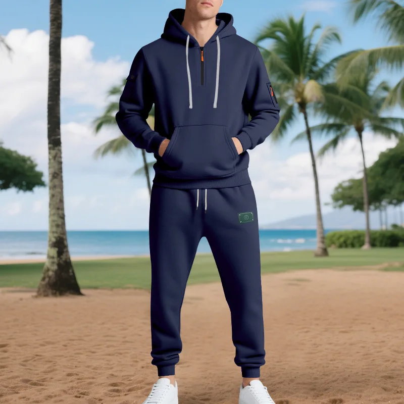New Loose Velvet Men's Winter Suit Heavy Commuter Casual Workwear Trendy Sweatshirt Suit