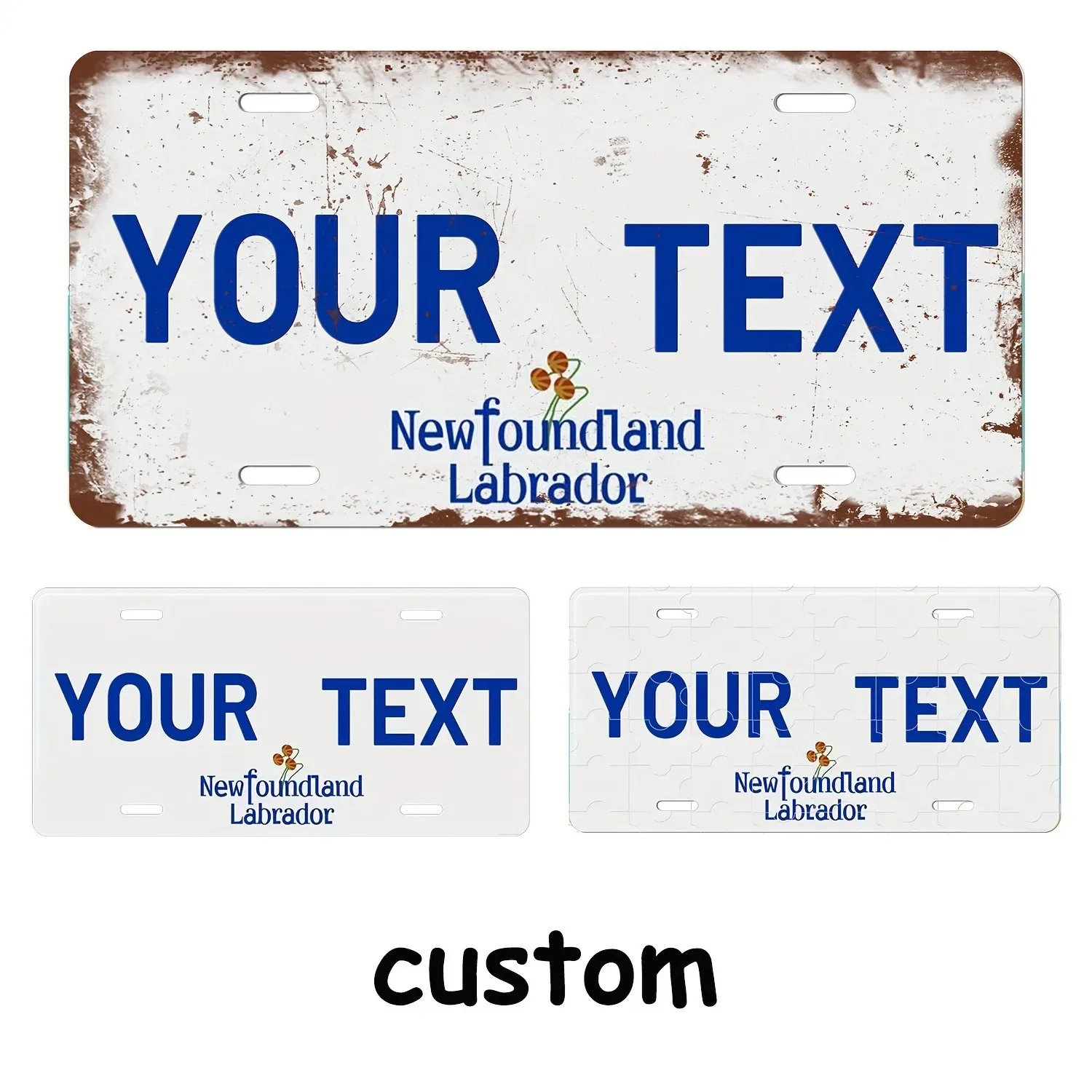 Personalized Custom License Plate Frame Newfoundland Labrador North America Durable Metal Holder With Screw Caps Wall Decor
