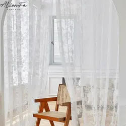 French lace Curtain For Living Room White Floral Tulle Window Blinds For Bedroom Kitchen Sheer Curtain Drapes Wedding Arch Decor