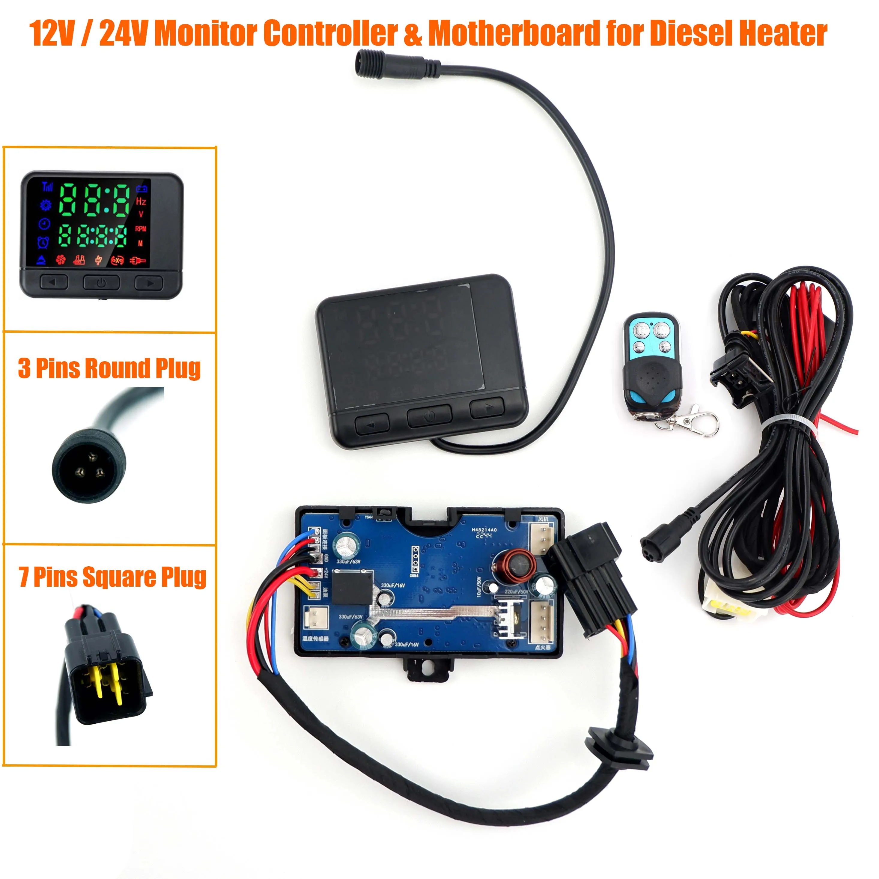 

12V / 24V 2KW 3KW 5KW 8KW Air Diesel Heater Monitor Switch Control Controller Board Motherboard Wire harness For Car Truck Van