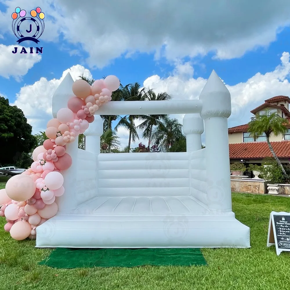 Fast Shipping 13ft/10ft Inflatable Jumping Castle White Bouncy Castle For Kids Bounce House For Children Outdoor Toy With Blower