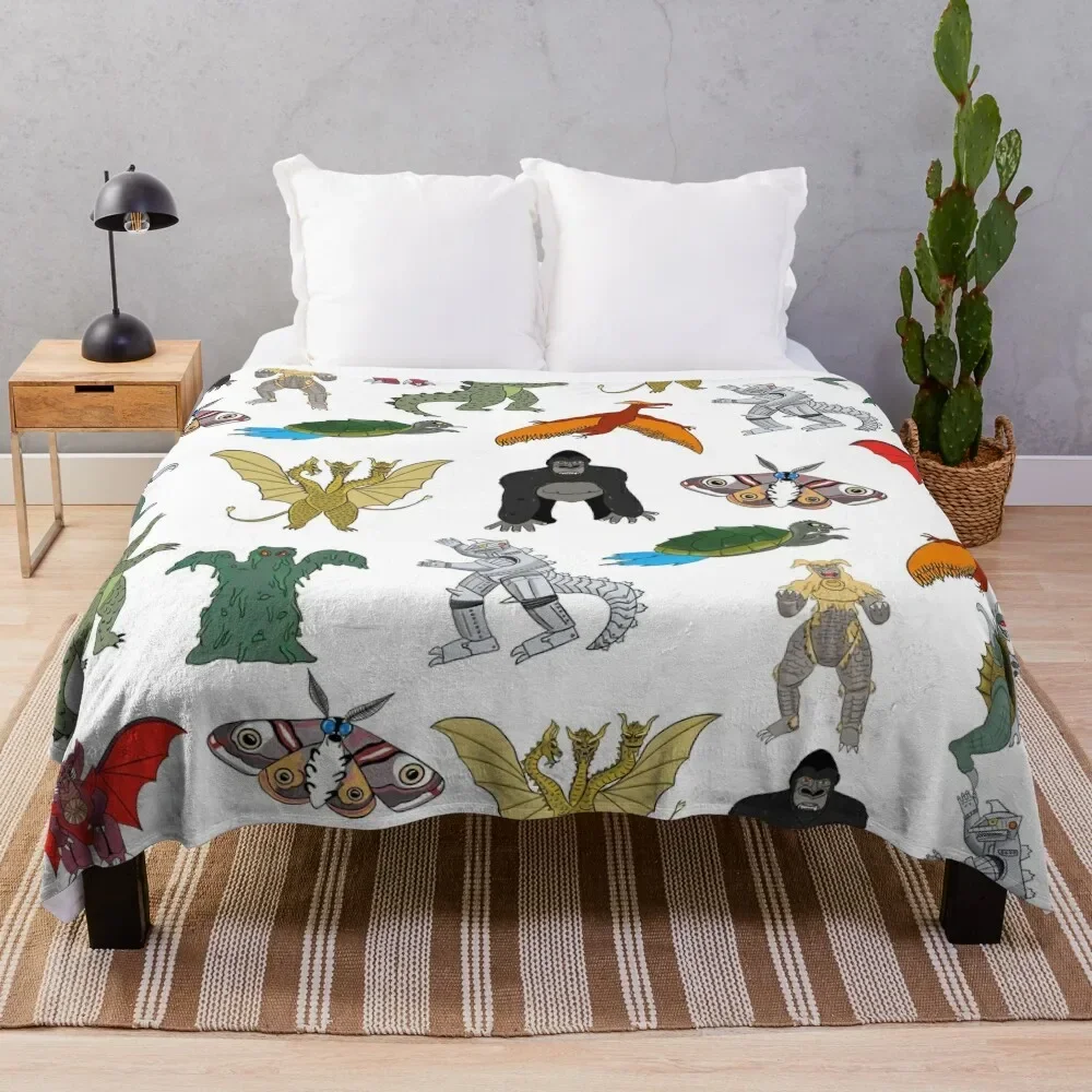 Colorful Kaiju Throw Blanket Luxury Blankets For Bed For Decorative Sofa Blankets