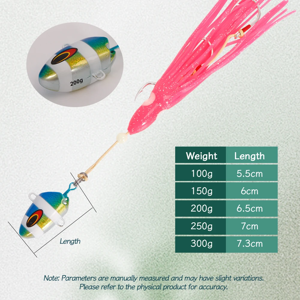 TOLU 100g150g200g250g300g Kabura Bullet Metal Jig Head Squid Assist Hooks Sinking Jigging Lure Bottomship Inchiku Tenya Jig