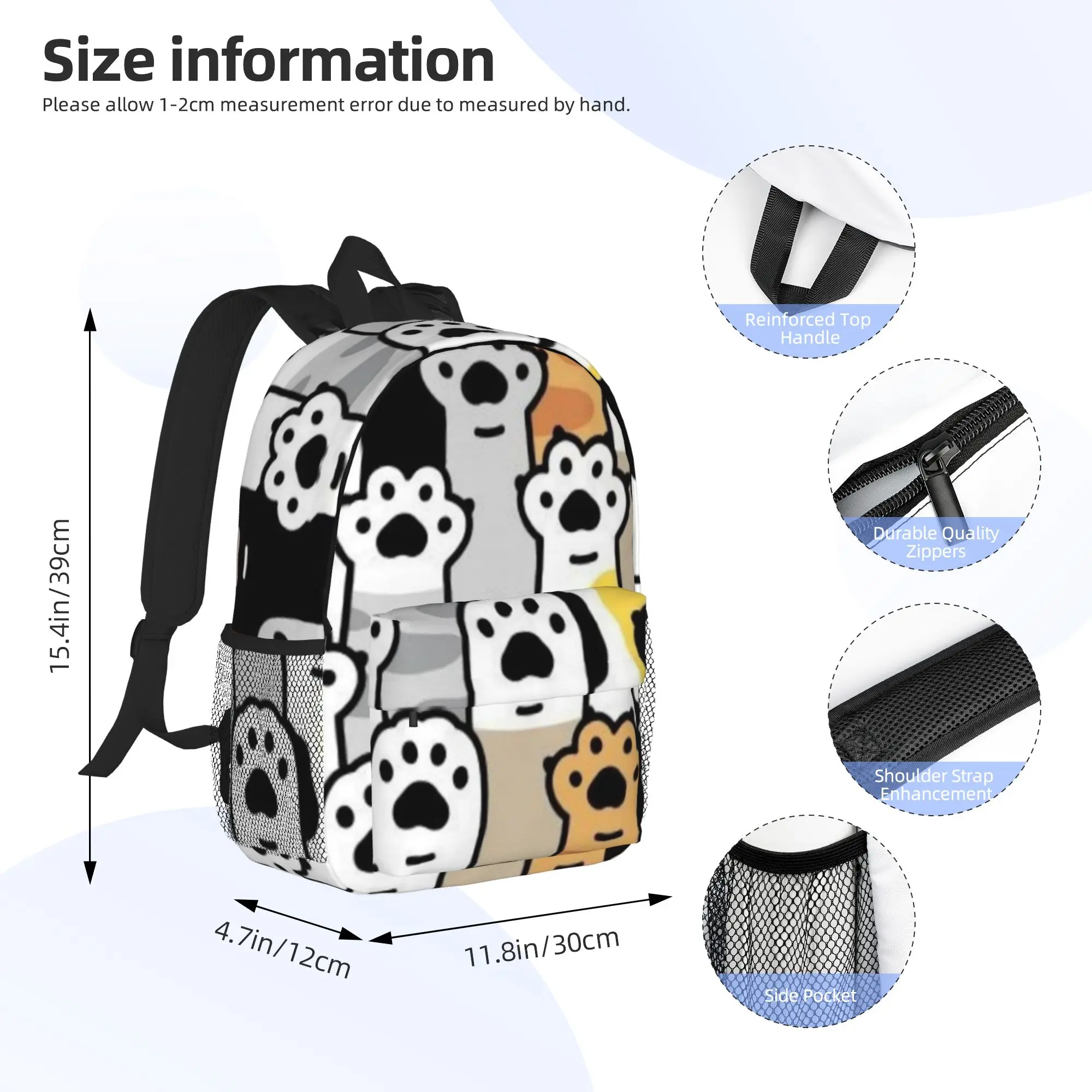cat paw lover Backpack Hot Sale Daypack Large Capacity Boys Girls BookBag Shoulder Bags for Men Women School Bag