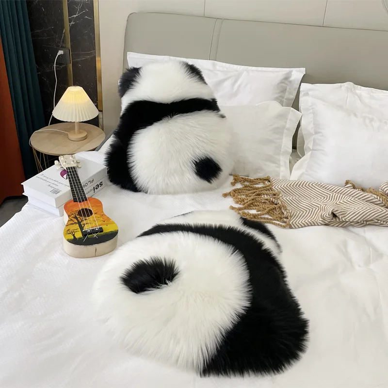 CuteLife Cute Panda Wool Fluffy White Carpet Kitchen Living Room Home Decoration Carpet Children Bedroom Sofa Entrance Door Mat