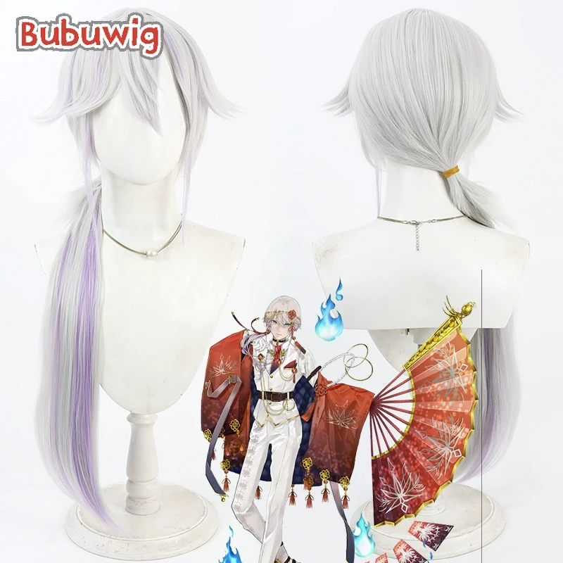 

Bubuwig Synthetic Hair Onigashiki Ura Cosplay Wigs Compass Onigashiki Ura Halloween Silver White Mixed Purple Wig Heat Resistant