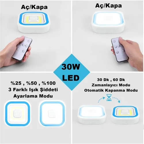 30 w ultra 3ü lü adesivo de controle remoto multi-purpose led lâmpada de ponto lanterna acampamento lanterna tenda lâmpada