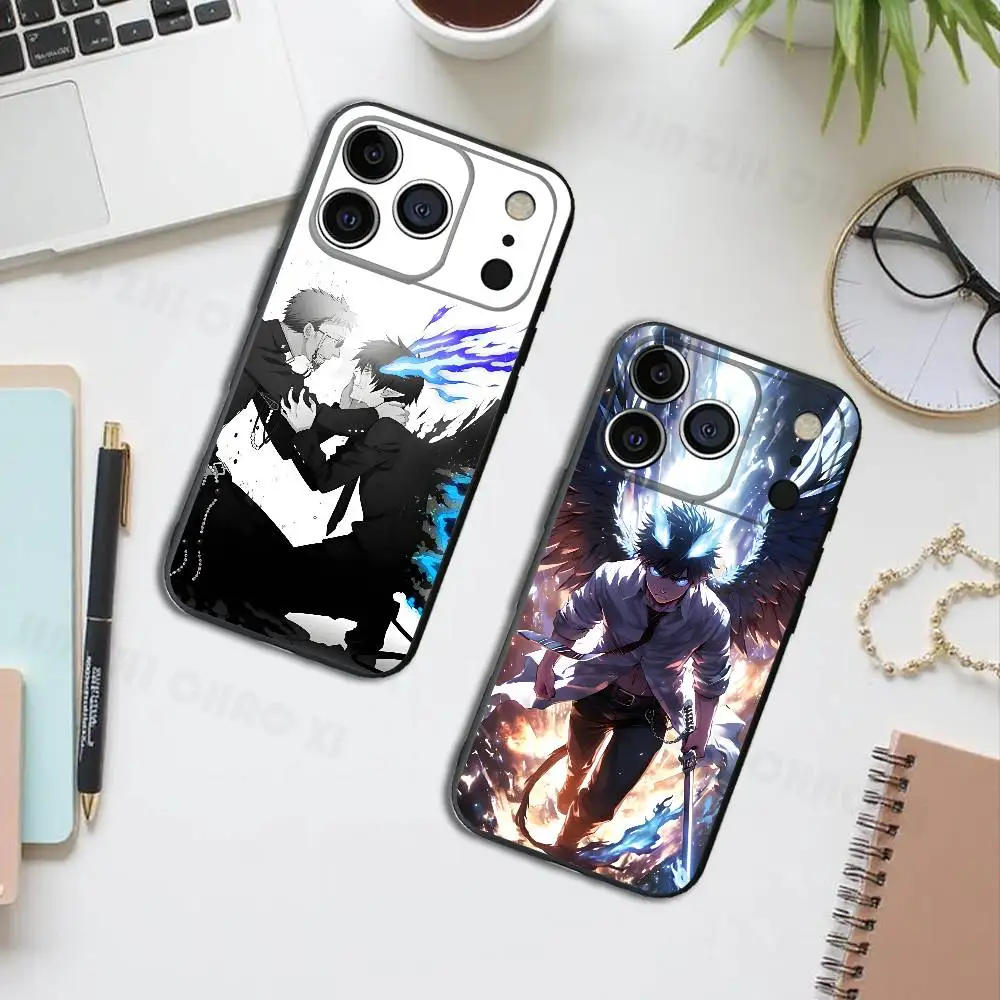 

Blue E-Exorcist Rin Black Phone Case For IPhone 17 16 15 14 13 12 13 12 11 Pro Max Plus XS XR Silicone Soft Back Cover