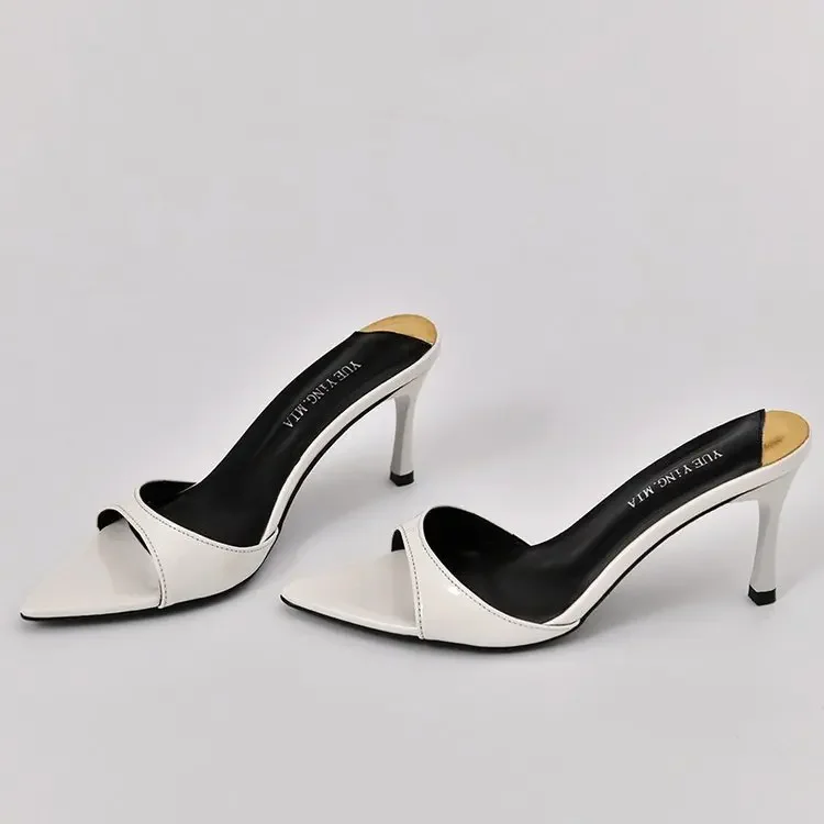 2025 Summer New Large Size Pointed Thin High Heels Slippers Women Wear A Word Fashion Sandals image 4
