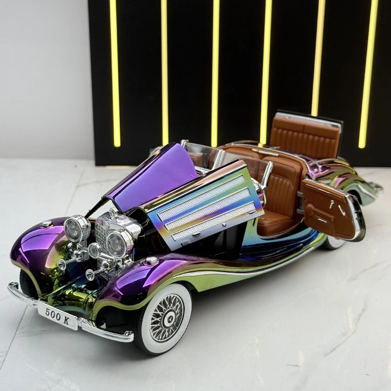 Galvanotecnica Diecast 1/24 500K Modello di Auto d'epoca In Lega Ornamento Giocattoli Veicolo Bambini Ragazzo Regalo Di Compleanno Voiture In Miniatura