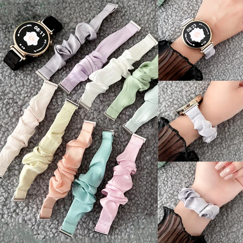 

Women Hair Loop Strap for HUAWEI Watch GT4 GT3 GT2 Scrunchie Elastic Fabric Bracelet for Honor Band 5 Correas18mm 20mm 22mm Band