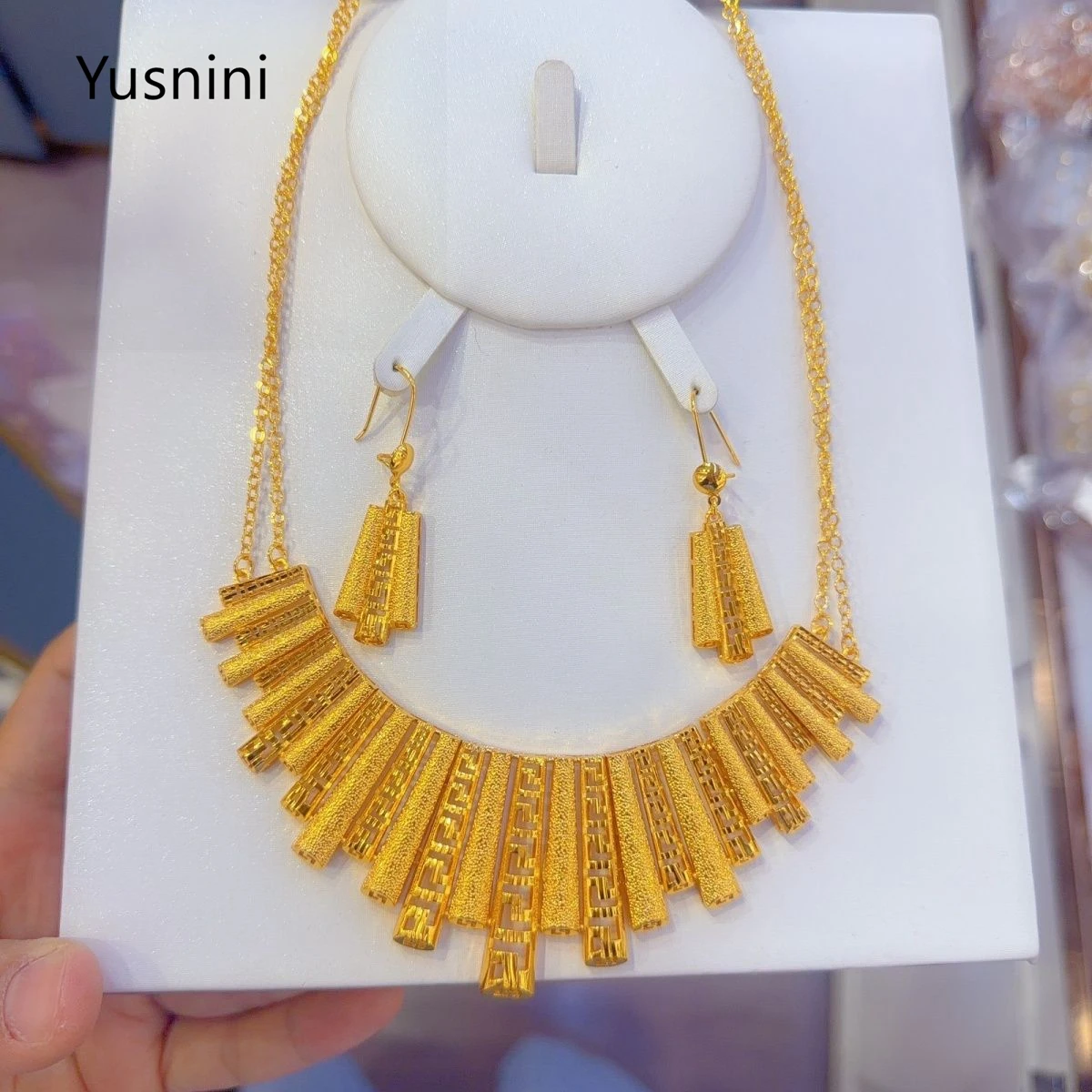 New Dubai Nigeria 24K Gold Plated Necklace Earrings as Wedding Party Gift Jewelry and Accessories Set   YY10961 - view 2