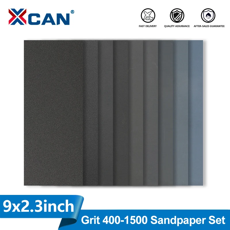 XCAN 12pcs Wet/Dry Sandpaper Set 400 600 800 1000 1200 1500 Grit Polishing Sanding Paper for Car Metal Plastic Abrasive Tools