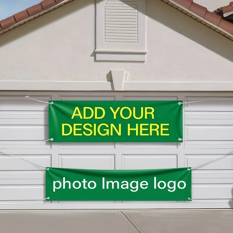 Banderín Personalizado - Bandera con Ojales en las Cuatro Esquinas, Diseño con Texto/Foto Personalizado. Poliéster Duradero en T