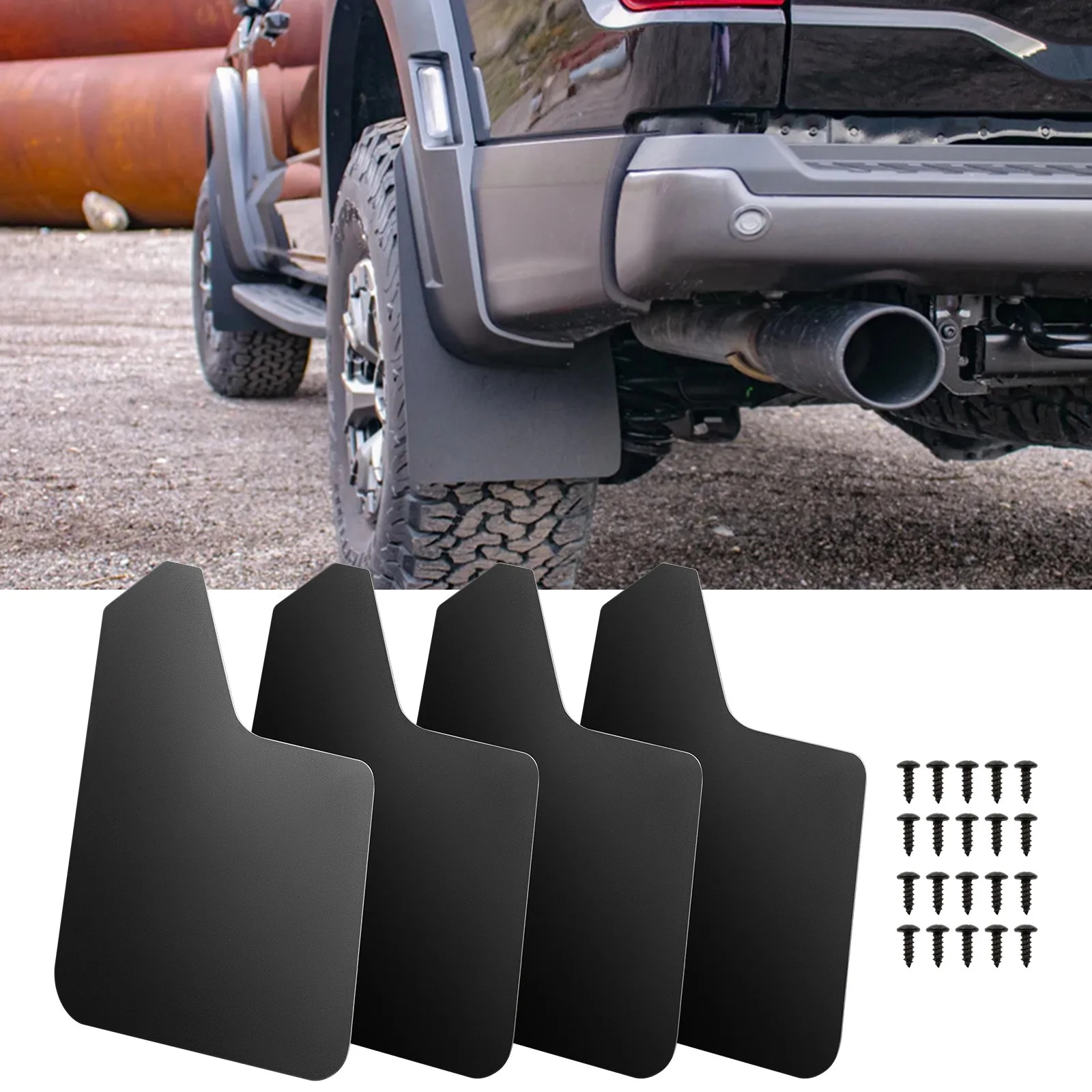 

4-Piece Heavy Duty Black Wide Rally Mud Flaps for Ford F-150/F-250 – Splash Guards, Off-Road Tough