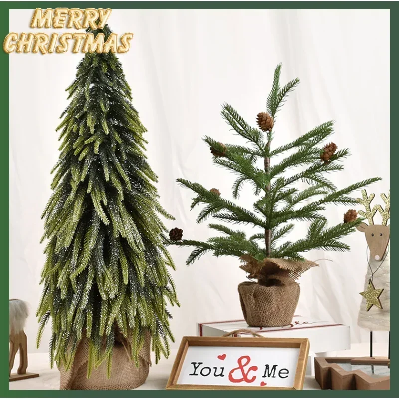 

Mini Christmas Tree PE Artificial Snowy Spray Tree Pine Home Decor Xmas Table Christmas Tree Ornaments Holiday Decorations