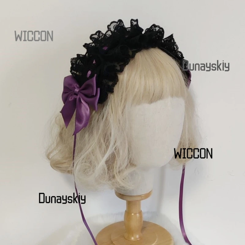 Gothic Lolita BlackPurple Rose Headdres ElegantHat Lace Gloves Hair Ribbons Victorian Dark Romance Accessories Halloween/Cosplay