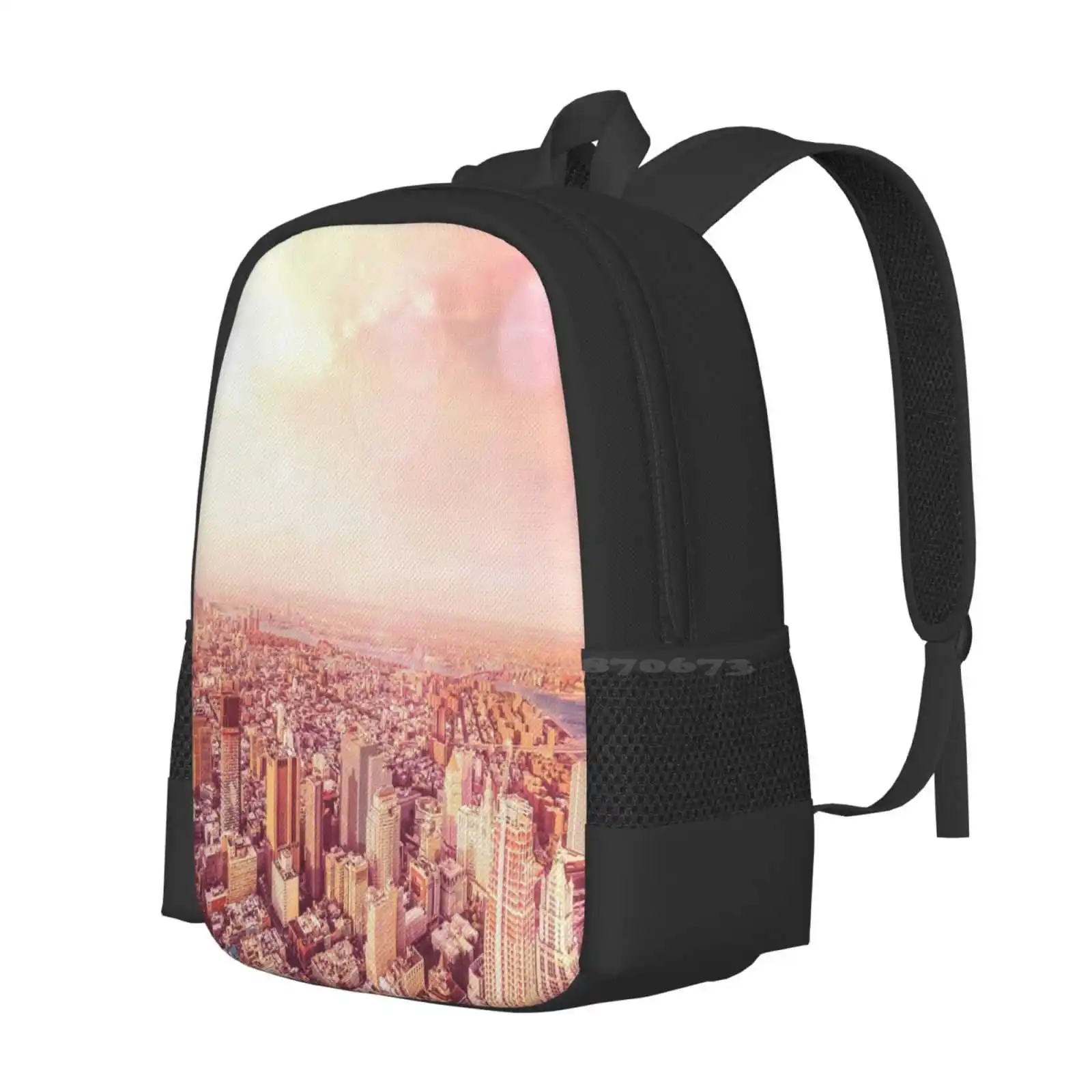 Mochila con diseño de Skyline de la ciudad de Nueva York, mochilas escolares, Nyc Skyline, New York City Skyline, Ny Cityscape, Bokeh Dreamy Nyc Sunset