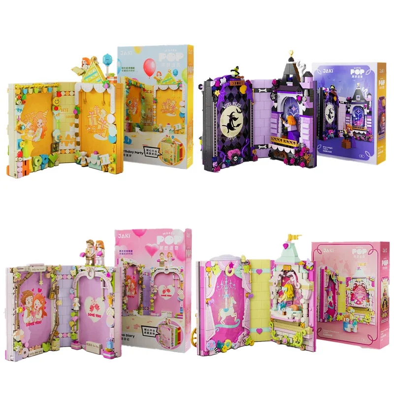 Anime Kawaii Fairy Tale Princess Castle Photo Album Book Building Block Puzzle Pumpkin Car Ornament Halloween Toy Birthday Gift