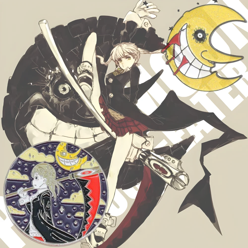 Soul Eater-Horror Moon Badge Maka Albarn Magic Manga Inspiration Enamel Pin Fans Gift Collection Backpack Decoration