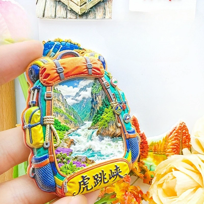 Tiger Leaping Gorge Fridge Magnet - Adventurous 3D River Canyon Souvenir Unique Yunnan Travel Gift for Outdoor & Nature Decor