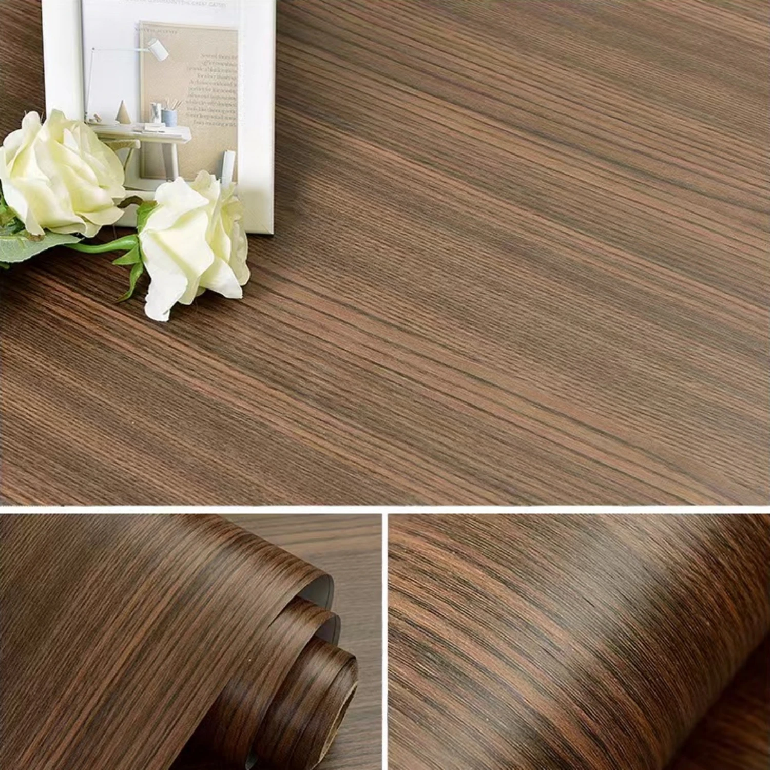 3D PVC Waterproof Wood Grain Stickers Self Adhesive Vinyl Wallpaper for DIY Wardrobe Cupboard Table Closet Furniture Home Decor